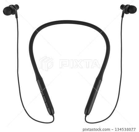 Wireless acoustic headphones, phone accessory, on white background 134538077