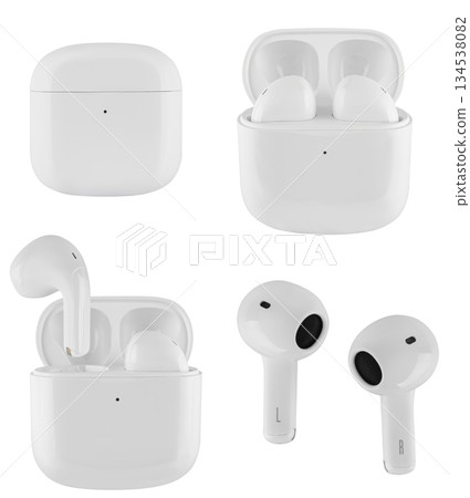 Wireless acoustic headphones, phone accessory, on white background 134538082