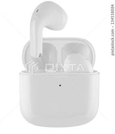 Wireless acoustic headphones, phone accessory, on white background 134538084
