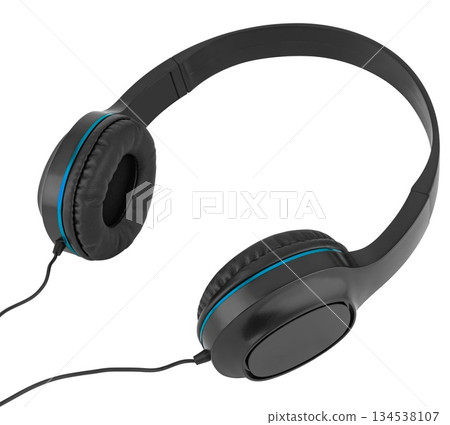 Wired headphones, computer accessory, in isolation on a white background 134538107