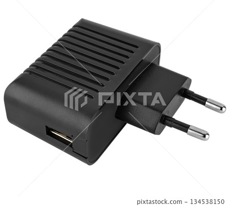 Power adapter, insulated, white background Power adapter, insulated, white background 134538150
