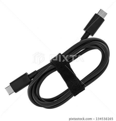Cable and Type-C connector, on white background Cable and Type-C connector, on white background 134538165