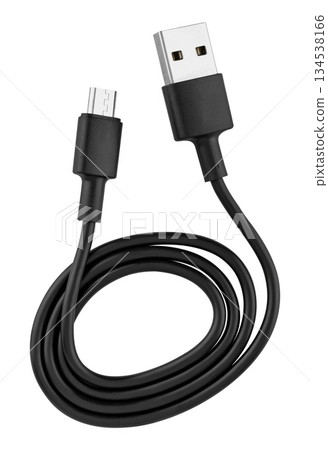 USB and micro USB cable and connector, on white background 134538166