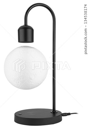 levitating ball lamp, on white background in insulation levitating ball lamp, on white background in insulation 134538174