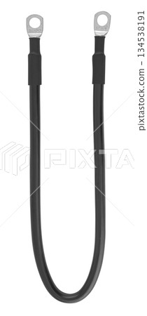 electrical cable with metal contacts insulated on white background electrical cable with metal contacts insulated on white background 134538191