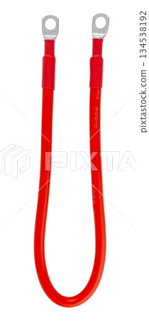 electrical cable with metal contacts insulated on white background 134538192