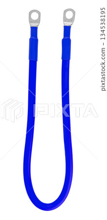 electrical cable with metal contacts insulated on white background electrical cable with metal contacts insulated on white background 134538195