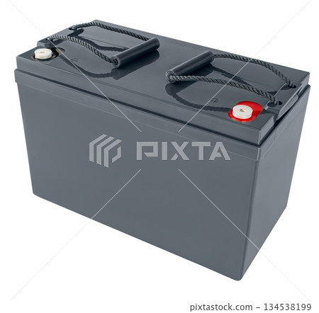 industrial battery, high capacity, on white background in insulation 134538199