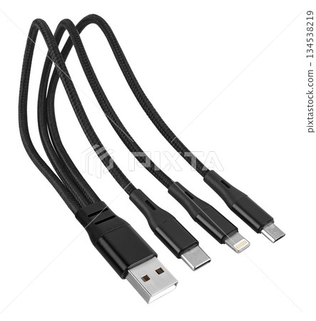 cable with Type-C, micro USB, Lightning and USB connectors cable with Type-C, micro USB, Lightning and USB connectors 134538219