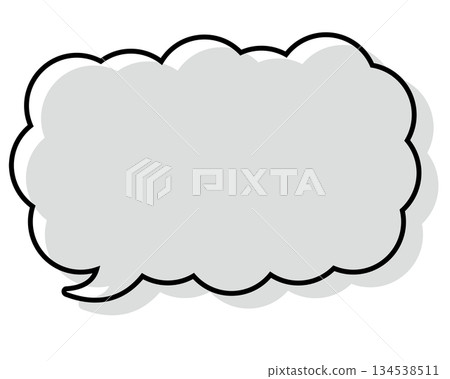 A simple speech bubble with misaligned lines, a long, thin cloud shape 134538511