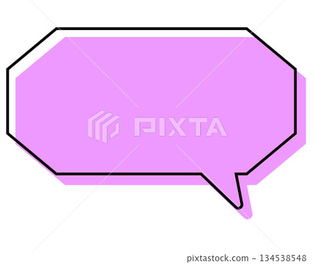 A simple, misaligned speech bubble in a long, octagonal shape A simple, misaligned speech bubble in a long, octagonal shape 134538548