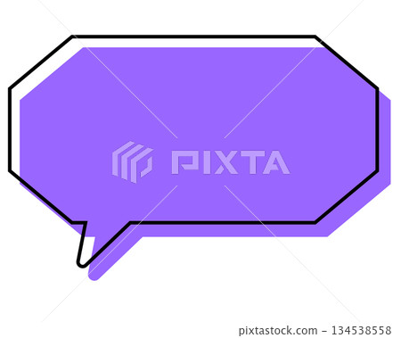 A simple, misaligned speech bubble in a long, octagonal shape A simple, misaligned speech bubble in a long, octagonal shape 134538558