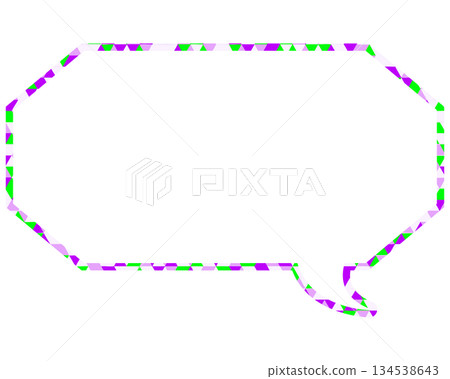 Stained glass style speech bubble, triangular pattern, elongated octagon Stained glass style speech bubble, triangular pattern, elongated octagon 134538643
