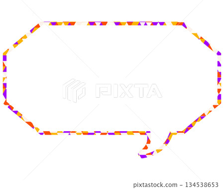 Stained glass style speech bubble, triangular pattern, elongated octagon Stained glass style speech bubble, triangular pattern, elongated octagon 134538653