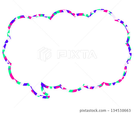 Stained glass style speech bubble, triangular pattern, elongated cloud shape Stained glass style speech bubble, triangular pattern, elongated cloud shape 134538663