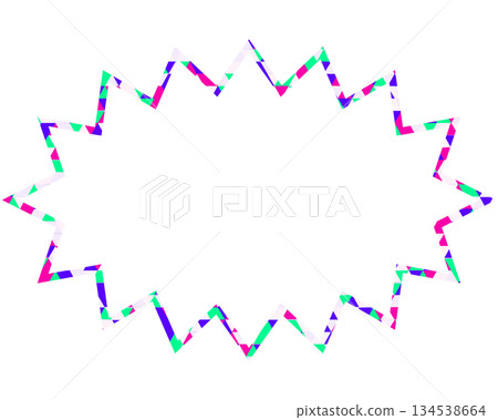 Stained glass style speech bubble, triangular pattern, elongated jagged shape Stained glass style speech bubble, triangular pattern, elongated jagged shape 134538664