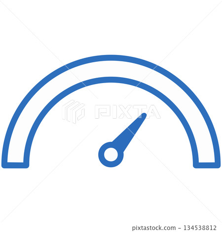 以藍色為底色的速度表時鐘圖示。適用於績效評估和展示成長情況。標題更改 134538812