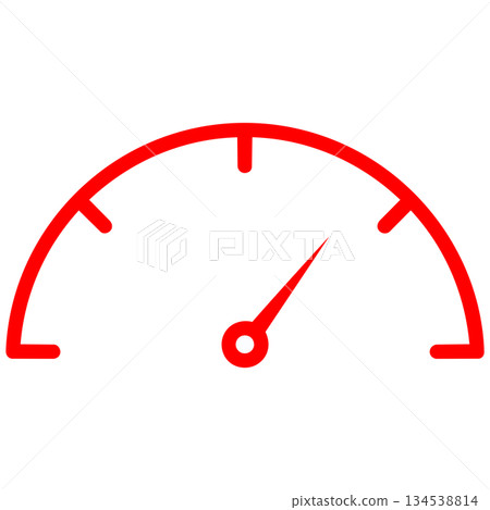 以紅色為底色的速度表時鐘圖示。適用於績效評估和展示成長。標題更改 134538814