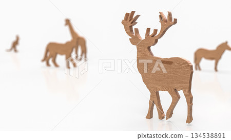 Wooden Animal Silhouettes in Minimal Conceptual Arrangement 3d render. Wooden Animal Silhouettes in Minimal Conceptual Arrangement 3d render. 134538891