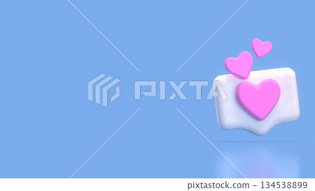 Floating Heart Notification Icon for Love and Social Media Concept 3d render. Floating Heart Notification Icon for Love and Social Media Concept 3d render. 134538899