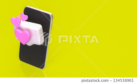 Love Message Notification on Smartphone Social Media Concept 3d render. Love Message Notification on Smartphone Social Media Concept 3d render. 134538901