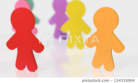 Colorful Abstract People Figures Representing Diversity Inclusion and Social Connection 3d render. 134538904
