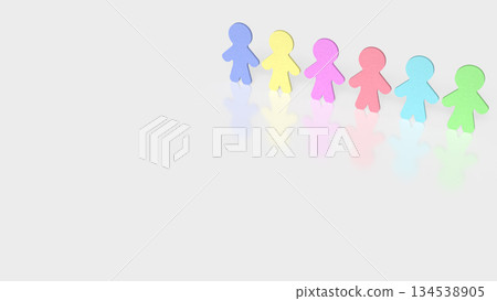 Colorful People Icons Standing in a Row Representing Diversity and Inclusion Concept 3d render. 134538905