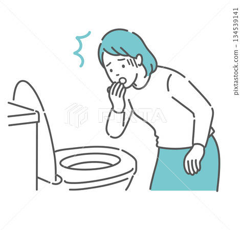 Illustration of a woman shocked by the sight of stool and bleeding in the toilet (bloody stool, abnormal bleeding, abnormal findings) Illustration of a woman shocked by the sight of stool and bleeding in the toilet (bloody stool, abnormal bleeding, abnormal findings) 134539141