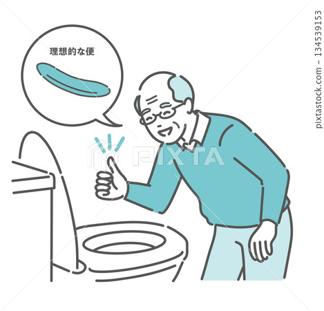 圖:一位老人在廁所裡很高興地發現他拉出了「理想的大便」(對話框、香蕉狀大便、關愛)。 圖:一位老人在廁所裡很高興地發現他拉出了「理想的大便」(對話框、香蕉狀大便、關愛)。 134539153