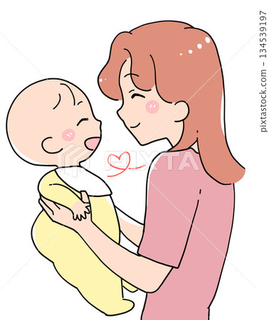 微笑的母親和孩子,黑白照片 微笑的母親和孩子,黑白照片 134539197