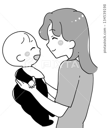 微笑的母親和孩子 134539198