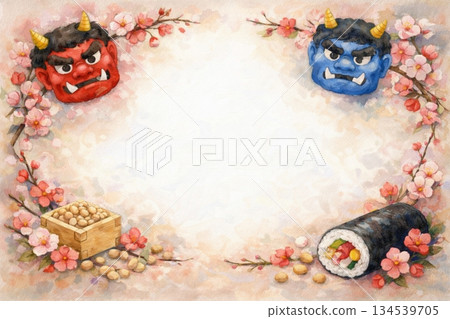 節分圖：惡魔、豆子、江方卷、油畫 134539705