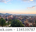 The city and residential area of Pokhara, Nepal at dusk The city and residential area of Pokhara, Nepal at dusk 134539787