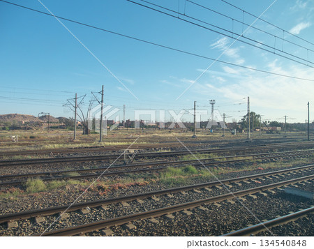 Morocco: View from the train window between Marrakech and Casablanca on a May morning 134540848