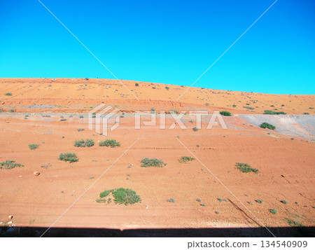 Morocco: View from the train window between Marrakech and Casablanca on a May morning 134540909