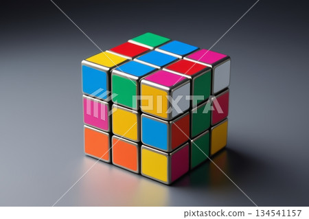 Close-up of the colored Rubik's Cube 134541157