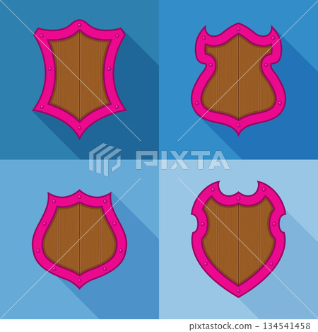 Collection of pink shields with shadows Collection of pink shields with shadows 134541458