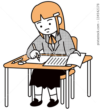 High school girl taking an exam 134542178