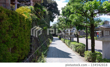 一條兩側排列著石燈籠的步道（石川縣加賀市山城溫泉藥王院溫泉寺） 134542818