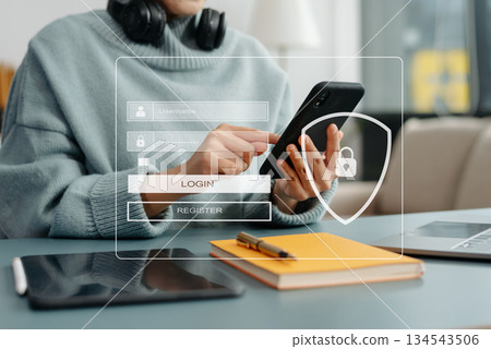 Cyber security concept, Login, User, identification information security and encryption, secure access to user's personal information Cyber security concept, Login, User, identification information security and encryption, secure access to user's personal information 134543506