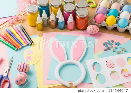 Easter Craft Workshop Setup Wide Shot 134544047