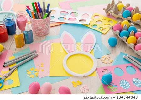 Easter Craft Workshop Setup Wide Shot 134544048