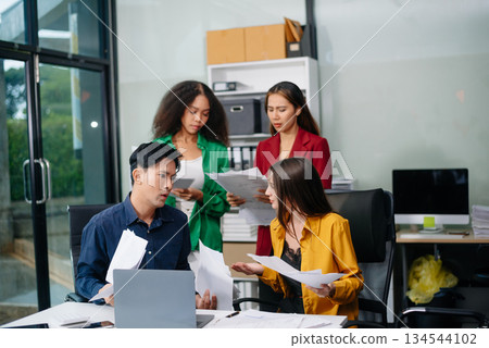 Group of business meeting in planning design in creative business discussing work 134544102
