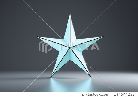 立体浅蓝色五角星图形 134544252