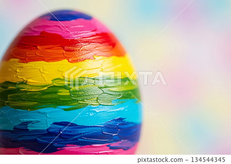 Hand-Painted Easter Egg with Brush Texture Hand-Painted Easter Egg with Brush Texture 134544345