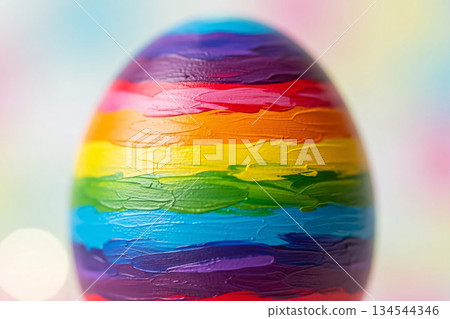 Hand-Painted Easter Egg with Brush Texture Hand-Painted Easter Egg with Brush Texture 134544346