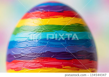 Hand-Painted Easter Egg with Brush Texture 134544347