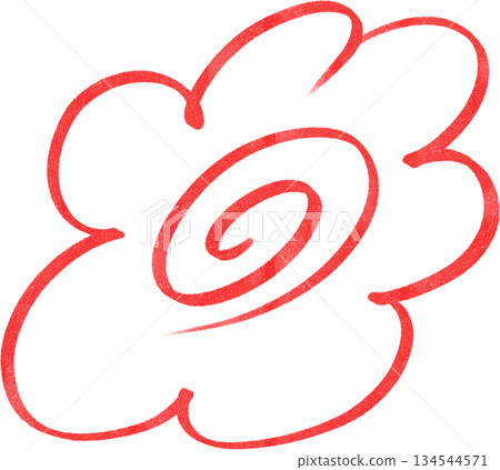 Uneven red water-based pen-touch flower circle Uneven red water-based pen-touch flower circle 134544571