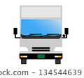 Front view of truck (van body type, green license plate) 134544639