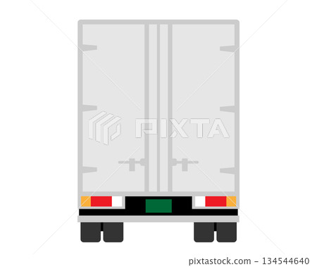 從後面看到的卡車(廂式車身,綠色車牌) 從後面看到的卡車(廂式車身,綠色車牌) 134544640